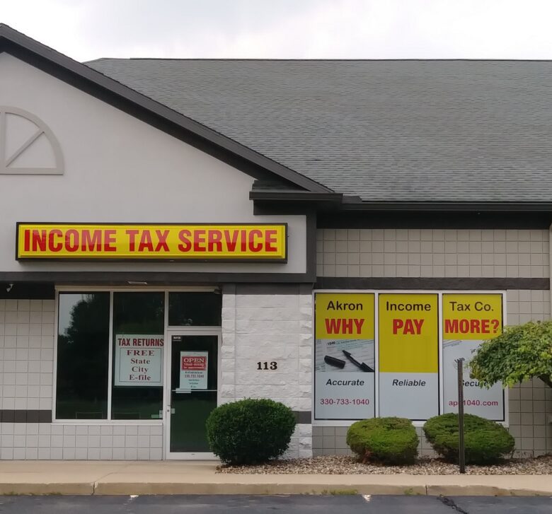 Carteles de empresa en el lugar de trabajo, Akron Income Tax Preparation