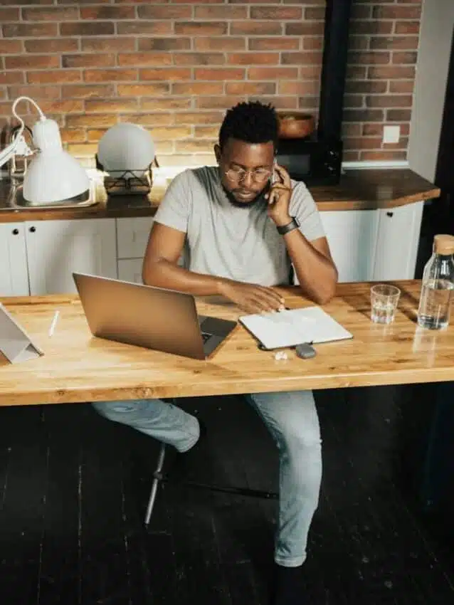 A man working from his home office